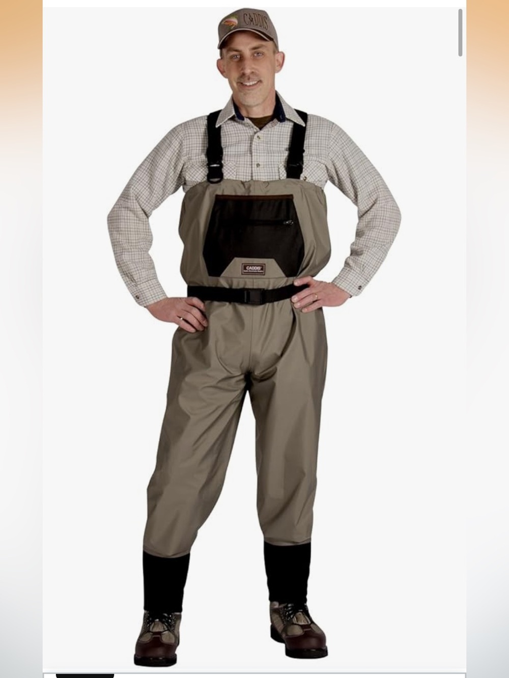 Caddis Men's Olive Chest Waders with Black Bib Pocket